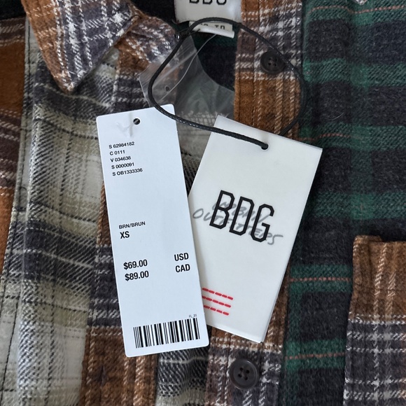 NWT BDG urban outfitters flannel size xs - Picture 2 of 3